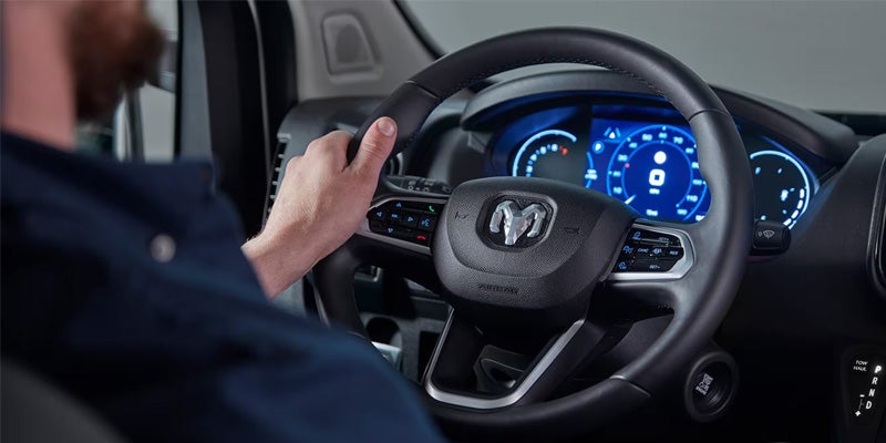 2024 RAM ProMaster interior - steering wheel and driver's side dashboard